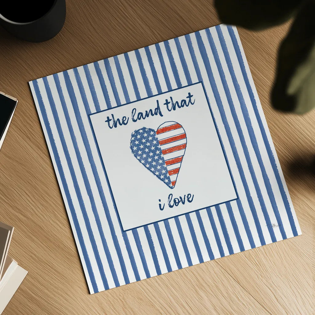USA Cuties Stripes III by Pela Studio. Shown as a detailed flat fine art print, highlighting archival giclee quality. Available as an archival giclee rolled canvas, fine art paper, or poster print. SKU 98930a.