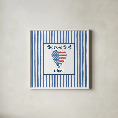 USA Cuties Stripes III by Pela Studio. Shown in a crisp white glass frame for a clean and minimalist style. Available as an archival giclee rolled canvas, fine art paper, or poster print. SKU 98930a.