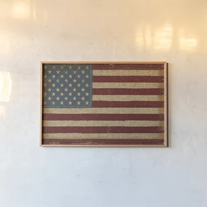 USA Strong by Pela Studio. shown as a paper print in a natural frame. Available as a archival giclee rolled canvas, fine art paper, or poster print. SKU 12929i.