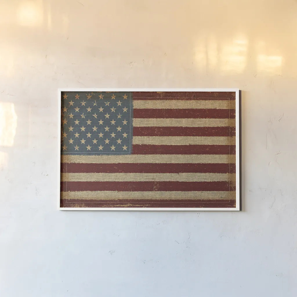 USA Strong by Pela Studio. shown as a paper print in a white frame. Available as a archival giclee rolled canvas, fine art paper, or poster print. SKU 12929i.