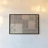 Venetian Patchwork I Orange Gray by Pela Studio. shown as a paper print in a black flame. Available as a archival giclee rolled canvas, fine art paper, or poster print. SKU 55378i.