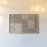Venetian Patchwork I Orange Gray by Pela Studio. shown as a paper print in a natural frame. Available as a archival giclee rolled canvas, fine art paper, or poster print. SKU 55378i.