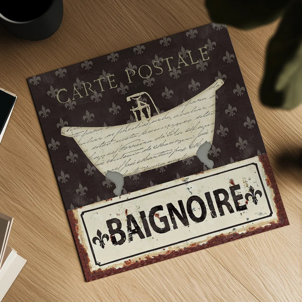 Vintage Bath V by Pela Studio. Shown as a detailed flat fine art print, highlighting archival giclee quality. Available as an archival giclee rolled canvas, fine art paper, or poster print. SKU 13512a.