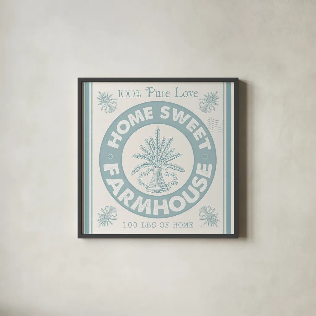 Vintage Farmhouse I by Pela Studio. Shown in a sleek black glass frame for a contemporary gallery look. Available as an archival giclee rolled canvas, fine art paper, or poster print. SKU 57418a.