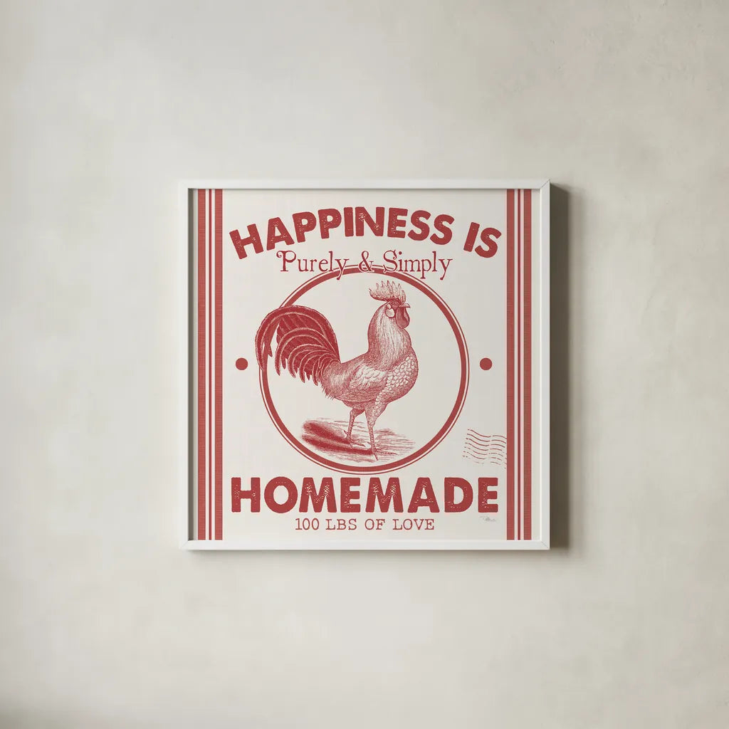 Vintage Farmhouse II by Pela Studio. Shown in a crisp white glass frame for a clean and minimalist style. Available as an archival giclee rolled canvas, fine art paper, or poster print. SKU 57419a.