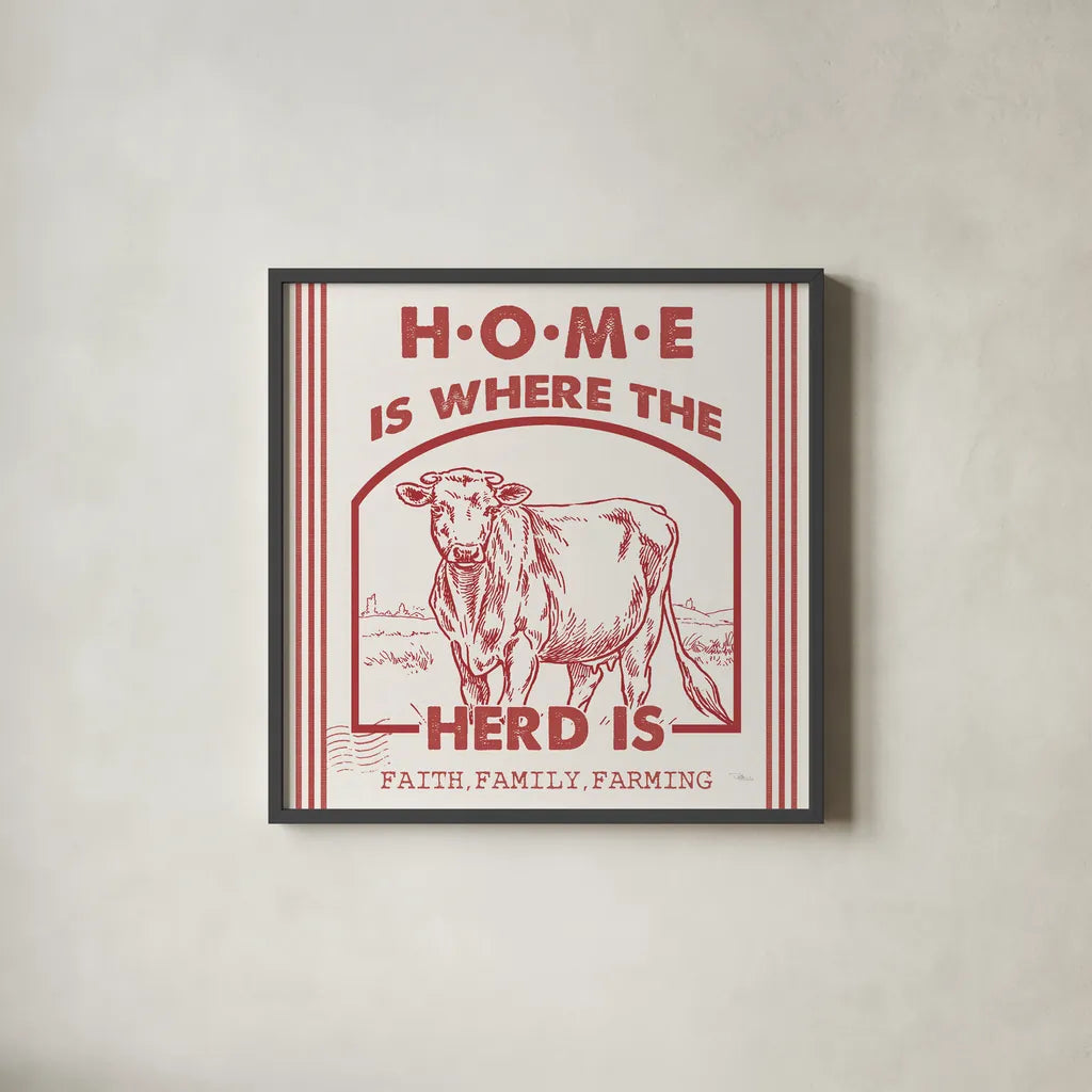 Vintage Farmhouse IV by Pela Studio. Shown in a sleek black glass frame for a contemporary gallery look. Available as an archival giclee rolled canvas, fine art paper, or poster print. SKU 57421a.