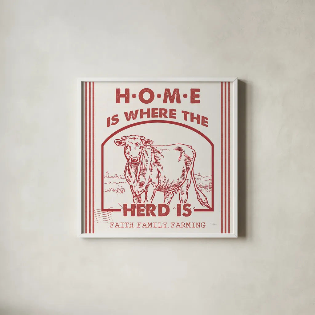 Vintage Farmhouse IV by Pela Studio. Shown in a crisp white glass frame for a clean and minimalist style. Available as an archival giclee rolled canvas, fine art paper, or poster print. SKU 57421a.