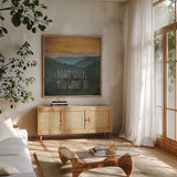 Wander I by Pela Studio. Shown in a natural wood frame in a cozy modern living room. Available as an archival giclee rolled canvas, fine art paper, or poster print. SKU 18260a.