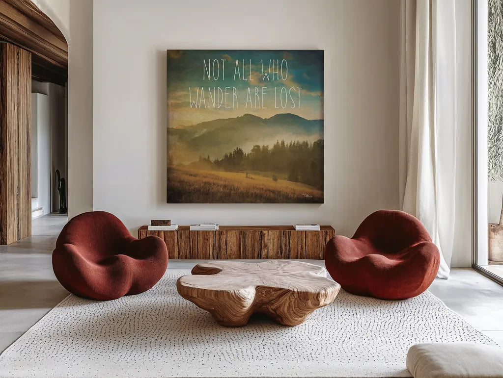 Wander II by Pela Studio. Shown as extra-large giant wall art in a modern living room. Available as an archival giclee rolled canvas, fine art paper, or poster print. SKU 18261a.