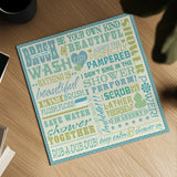 Wash Up V by Pela Studio. Shown as a detailed flat fine art print, highlighting archival giclee quality. Available as an archival giclee rolled canvas, fine art paper, or poster print. SKU 12842a.