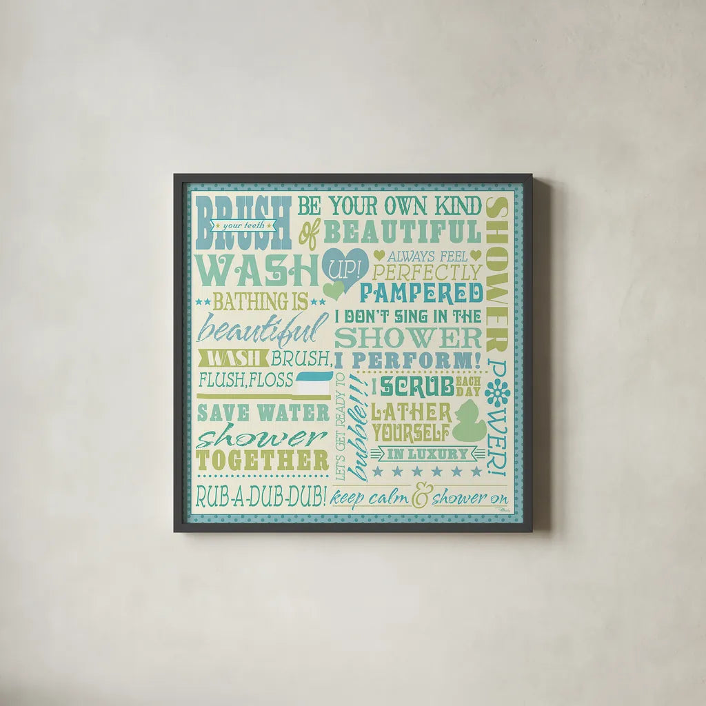 Wash Up V by Pela Studio. Shown in a sleek black glass frame for a contemporary gallery look. Available as an archival giclee rolled canvas, fine art paper, or poster print. SKU 12842a.