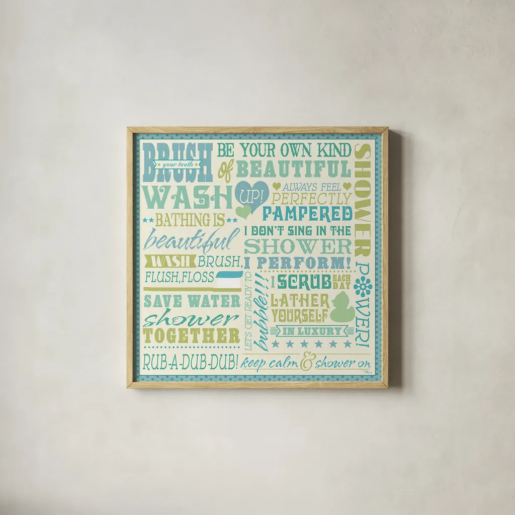 Wash Up V by Pela Studio. Shown in a natural wood glass frame for a timeless modern aesthetic. Available as an archival giclee rolled canvas, fine art paper, or poster print. SKU 12842a.