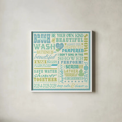 Wash Up V by Pela Studio. Shown in a crisp white glass frame for a clean and minimalist style. Available as an archival giclee rolled canvas, fine art paper, or poster print. SKU 12842a.