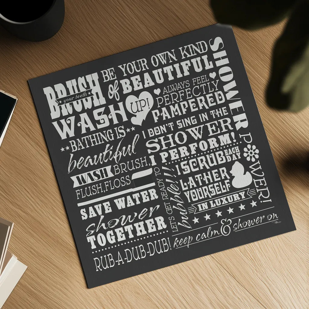 Wash Up V BW by Pela Studio. Shown as a detailed flat fine art print, highlighting archival giclee quality. Available as an archival giclee rolled canvas, fine art paper, or poster print. SKU 57501a.