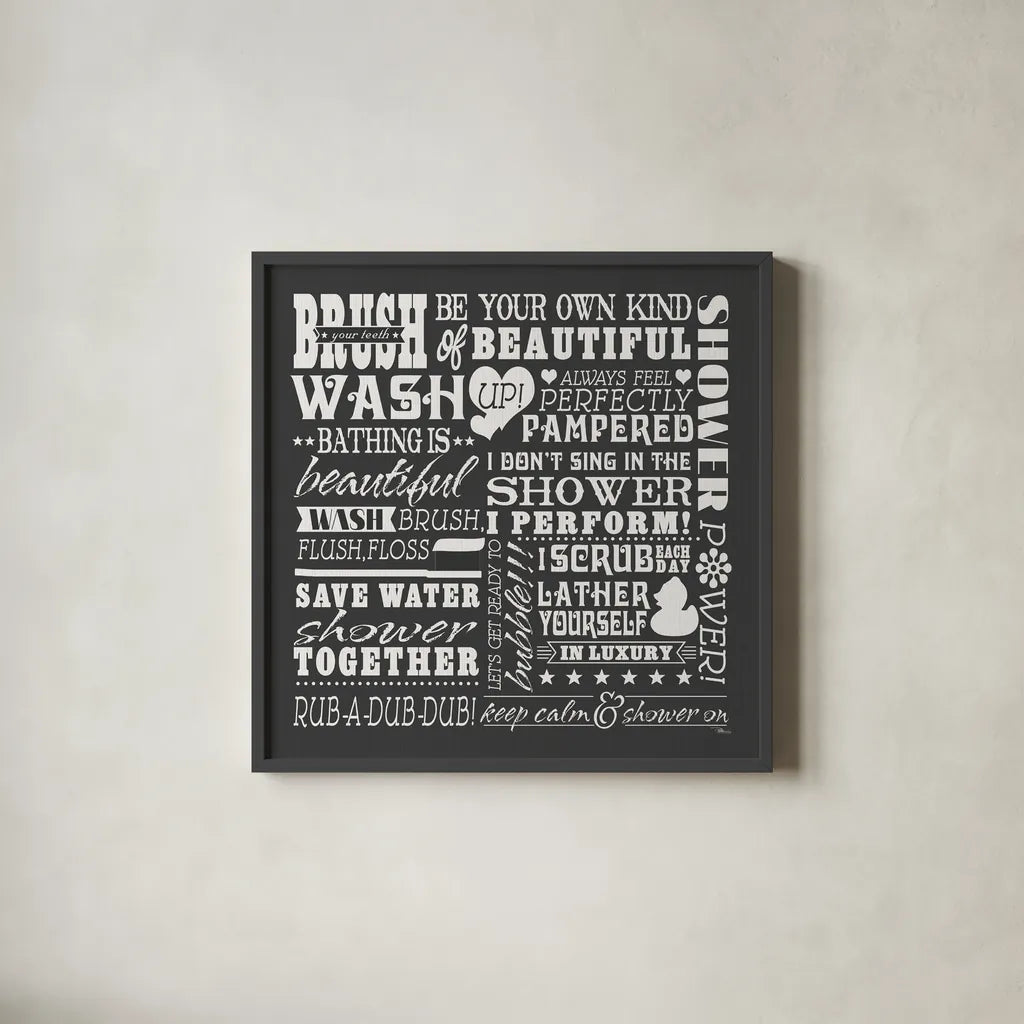 Wash Up V BW by Pela Studio. Shown in a sleek black glass frame for a contemporary gallery look. Available as an archival giclee rolled canvas, fine art paper, or poster print. SKU 57501a.