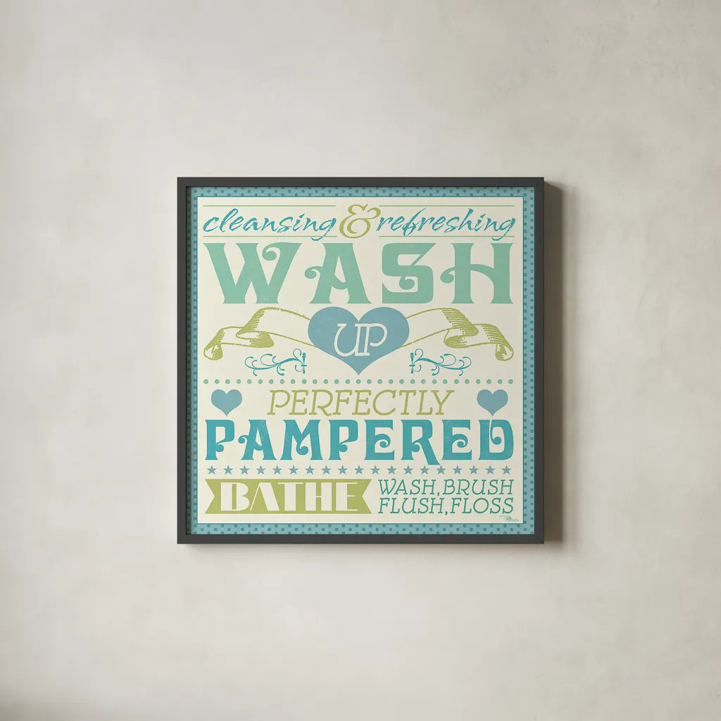 Wash Up VI by Pela Studio. Shown in a sleek black glass frame for a contemporary gallery look. Available as an archival giclee rolled canvas, fine art paper, or poster print. SKU 12843a.