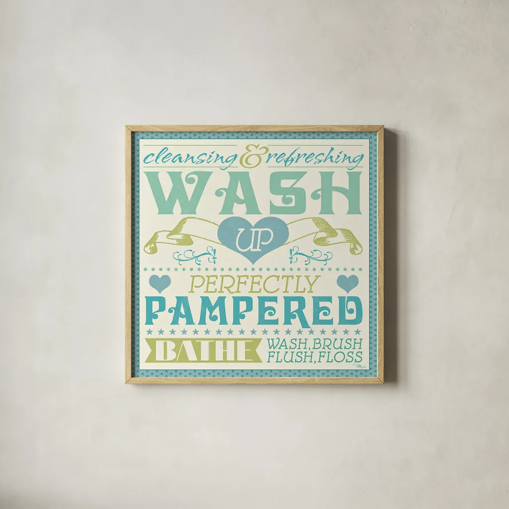 Wash Up VI by Pela Studio. Shown in a natural wood glass frame for a timeless modern aesthetic. Available as an archival giclee rolled canvas, fine art paper, or poster print. SKU 12843a.