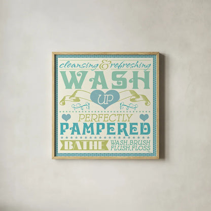 Wash Up VI by Pela Studio. Shown in a natural wood glass frame for a timeless modern aesthetic. Available as an archival giclee rolled canvas, fine art paper, or poster print. SKU 12843a.