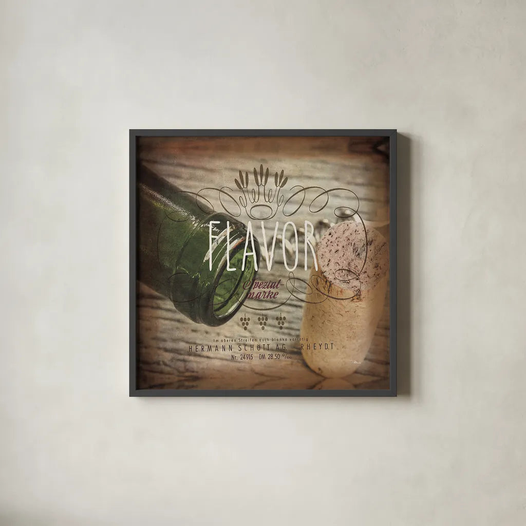 Wine Collage II by Pela Studio. Shown in a sleek black glass frame for a contemporary gallery look. Available as an archival giclee rolled canvas, fine art paper, or poster print. SKU 20499a.