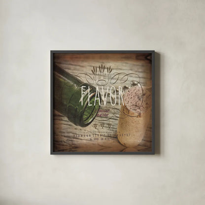 Wine Collage II by Pela Studio. Shown in a sleek black glass frame for a contemporary gallery look. Available as an archival giclee rolled canvas, fine art paper, or poster print. SKU 20499a.