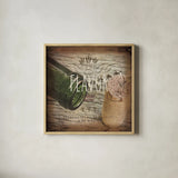 Wine Collage II by Pela Studio. Shown in a natural wood glass frame for a timeless modern aesthetic. Available as an archival giclee rolled canvas, fine art paper, or poster print. SKU 20499a.