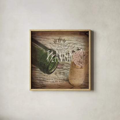 Wine Collage II by Pela Studio. Shown in a natural wood glass frame for a timeless modern aesthetic. Available as an archival giclee rolled canvas, fine art paper, or poster print. SKU 20499a.