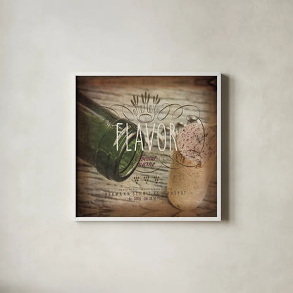 Wine Collage II by Pela Studio. Shown in a crisp white glass frame for a clean and minimalist style. Available as an archival giclee rolled canvas, fine art paper, or poster print. SKU 20499a.