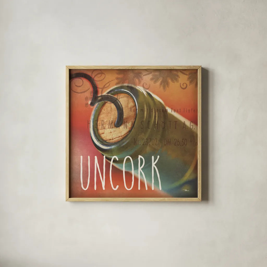 Wine Collage IX by Pela Studio. Shown in a natural wood glass frame for a timeless modern aesthetic. Available as an archival giclee rolled canvas, fine art paper, or poster print. SKU 20243a.