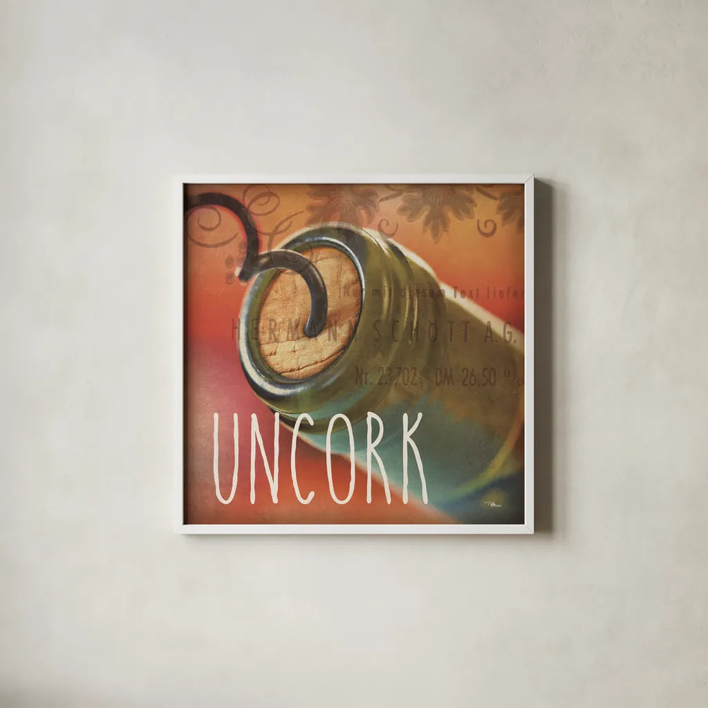 Wine Collage IX by Pela Studio. Shown in a crisp white glass frame for a clean and minimalist style. Available as an archival giclee rolled canvas, fine art paper, or poster print. SKU 20243a.