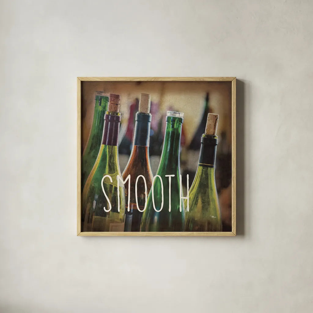 Wine Collage V by Pela Studio. Shown in a natural wood glass frame for a timeless modern aesthetic. Available as an archival giclee rolled canvas, fine art paper, or poster print. SKU 20502a.