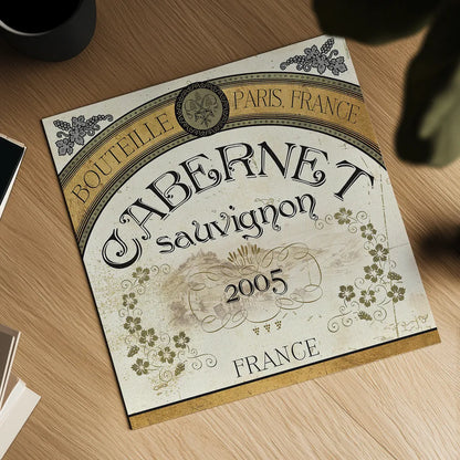 Wine Labels I by Pela Studio. Shown as a detailed flat fine art print, highlighting archival giclee quality. Available as an archival giclee rolled canvas, fine art paper, or poster print. SKU 12859a.