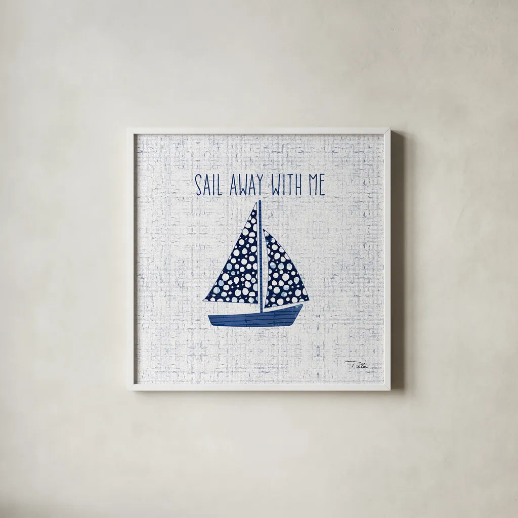 Sunday on the Coast IV by Pela. Shown in a crisp white glass frame for a clean and minimalist style. Available as an archival giclee rolled canvas, fine art paper, or poster print. SKU 26522a.