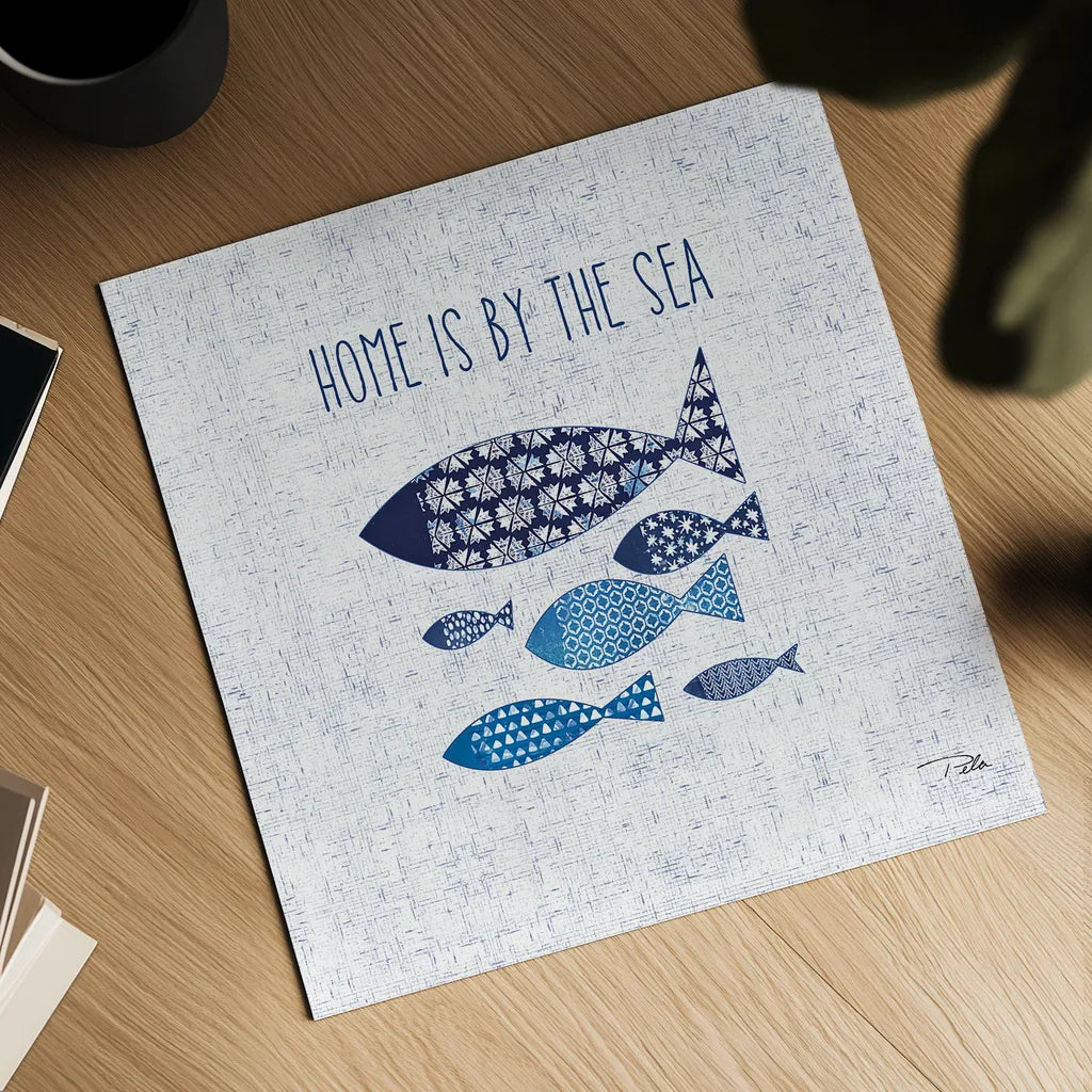 Sunday on the Coast V by Pela. Shown as a detailed flat fine art print, highlighting archival giclee quality. Available as an archival giclee rolled canvas, fine art paper, or poster print. SKU 26523a.