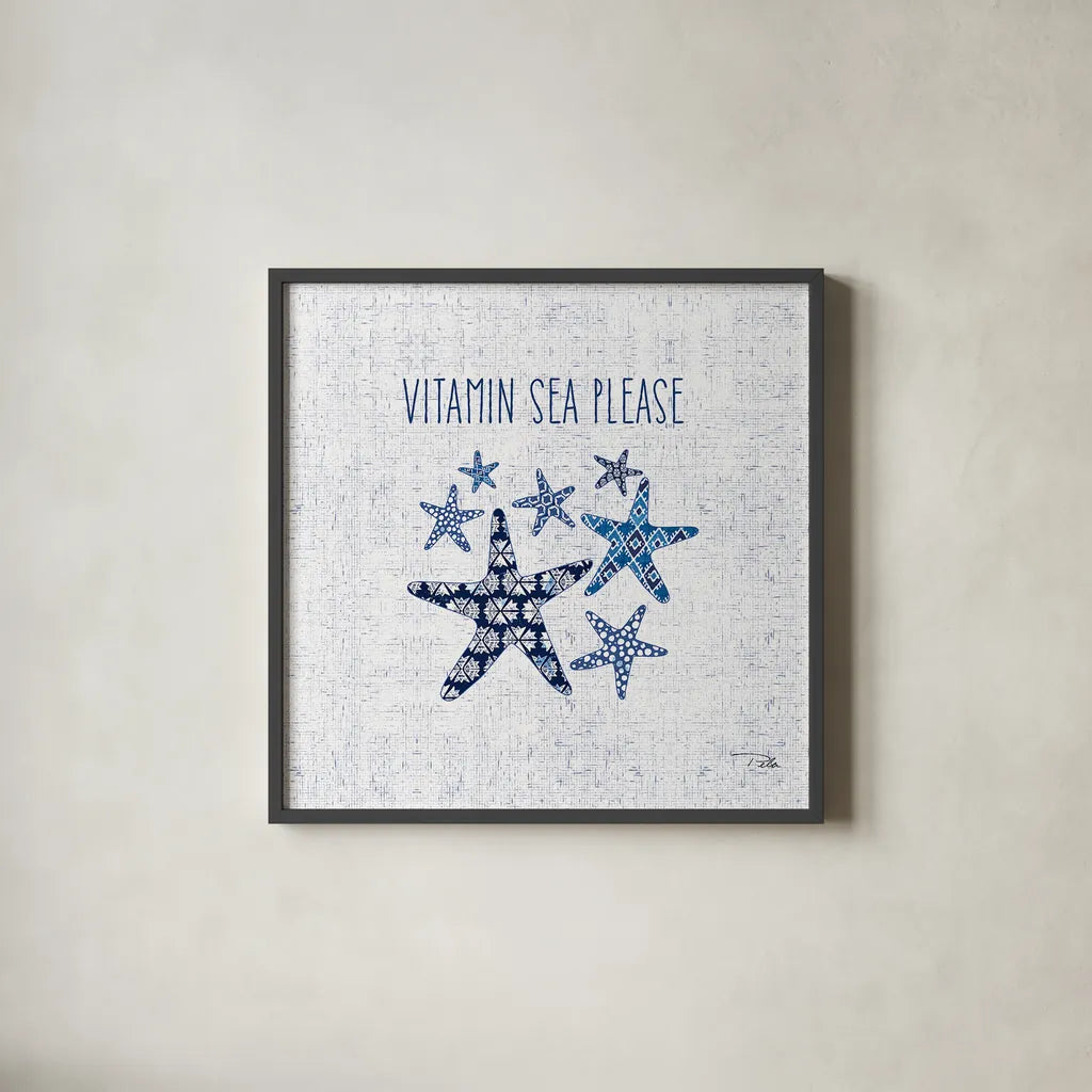 Sunday on the Coast VI by Pela. Shown in a sleek black glass frame for a contemporary gallery look. Available as an archival giclee rolled canvas, fine art paper, or poster print. SKU 26524a.