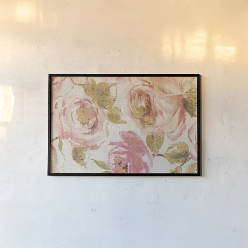 Touch of Rose I by Pela. shown as a paper print in a black flame. Available as a archival giclee rolled canvas, fine art paper, or poster print. SKU 20742i.
