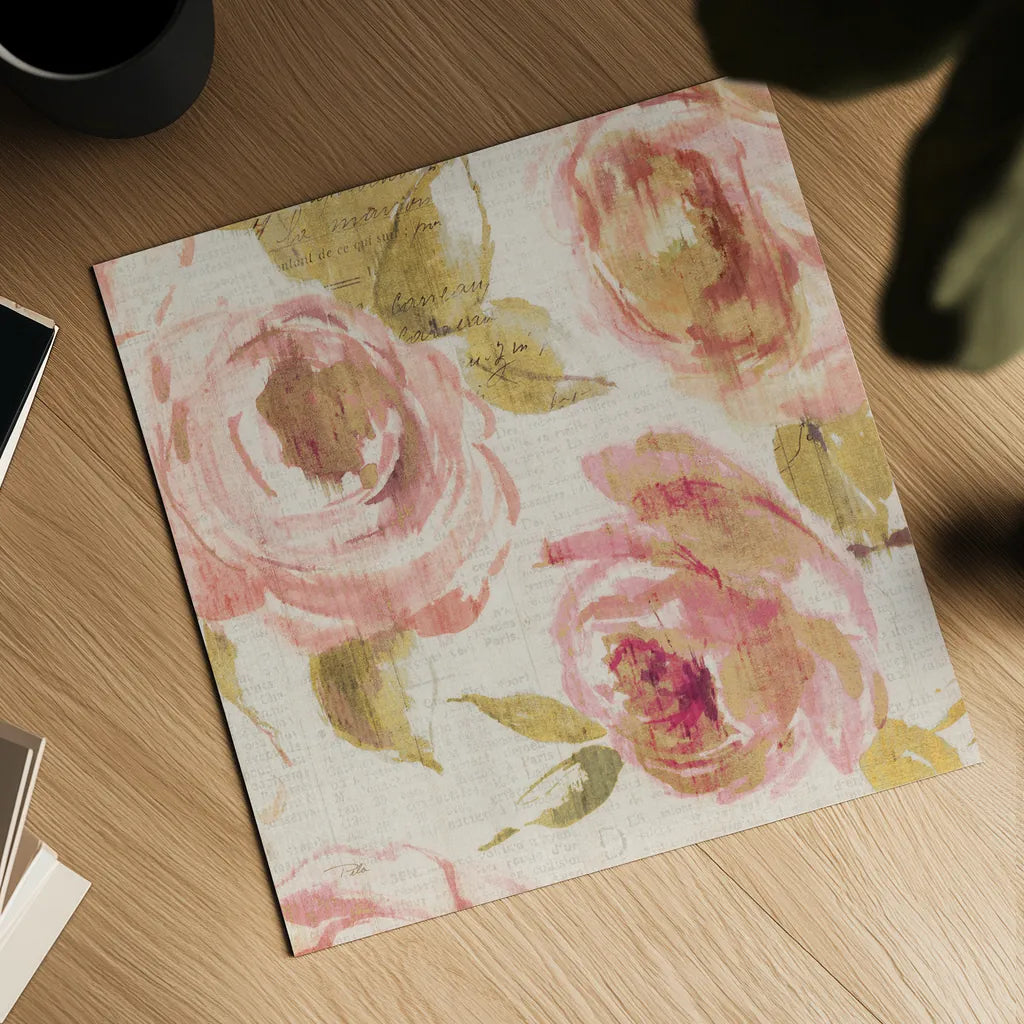 Touch of Rose II by Pela. Shown as a detailed flat fine art print, highlighting archival giclee quality. Available as an archival giclee rolled canvas, fine art paper, or poster print. SKU 20743a.