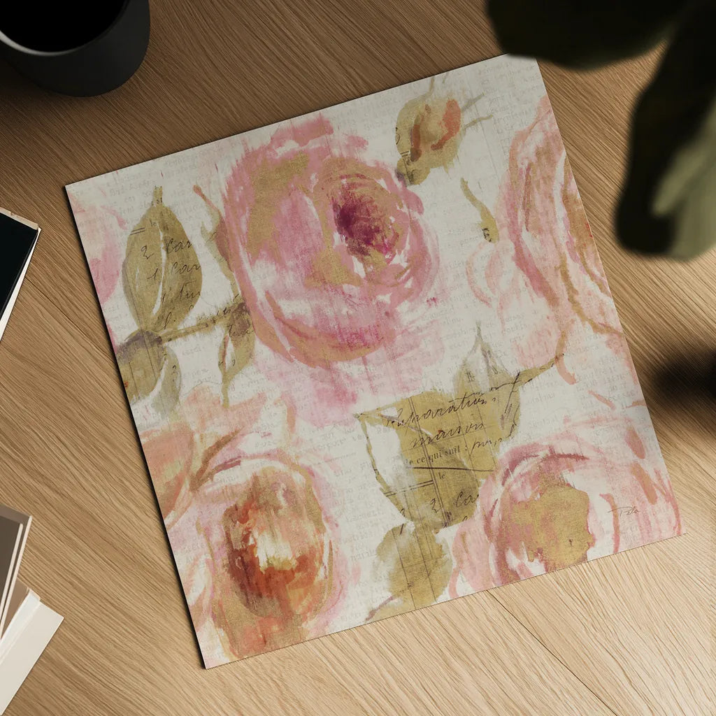 Touch of Rose III by Pela. Shown as a detailed flat fine art print, highlighting archival giclee quality. Available as an archival giclee rolled canvas, fine art paper, or poster print. SKU 20744a.