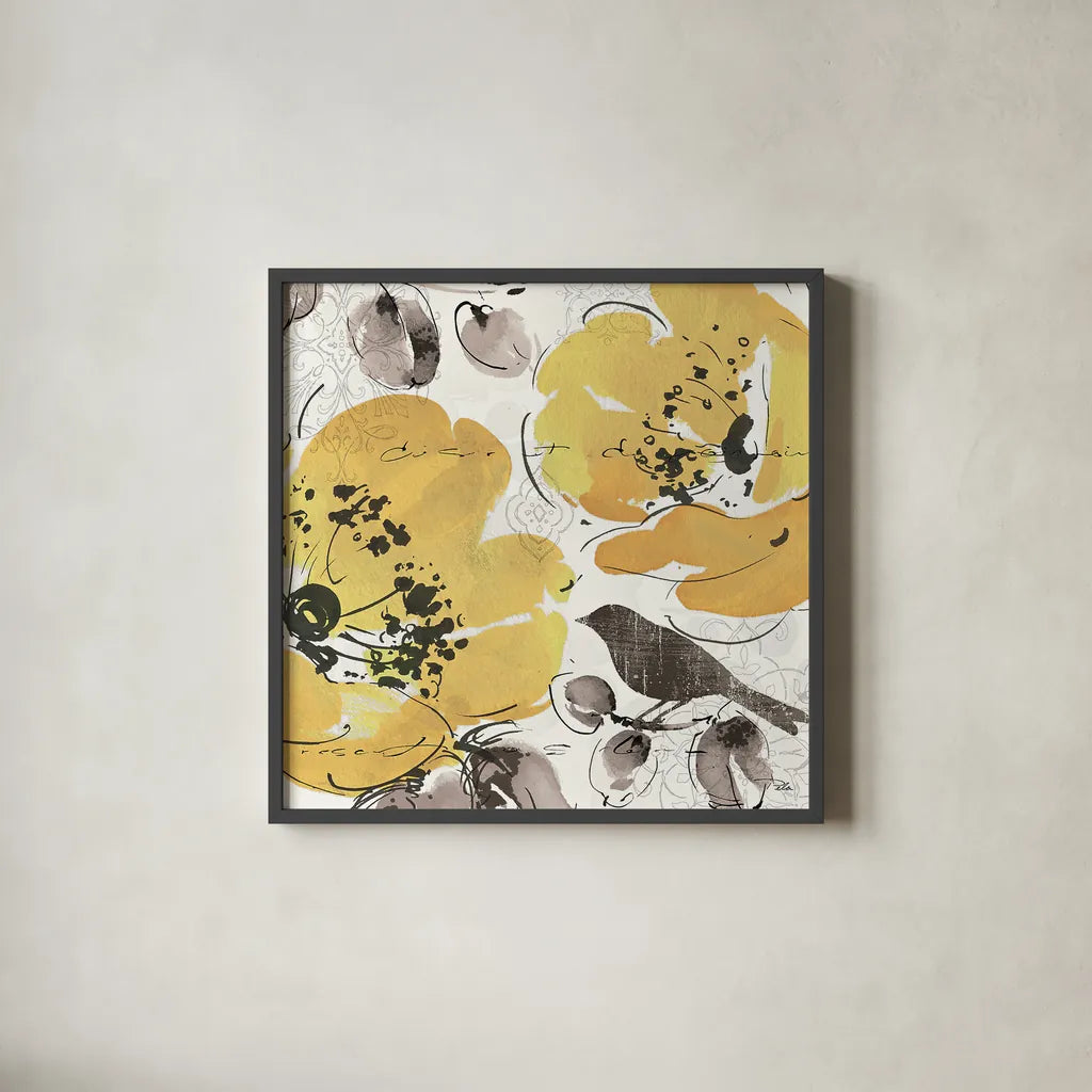 Watercolorful II by Pela. Shown in a sleek black glass frame for a contemporary gallery look. Available as an archival giclee rolled canvas, fine art paper, or poster print. SKU 22008a.