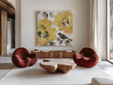 Watercolorful II by Pela. Shown as extra-large giant wall art in a modern living room. Available as an archival giclee rolled canvas, fine art paper, or poster print. SKU 22008a.