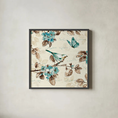 Wing Prints III by Pela. Shown in a sleek black glass frame for a contemporary gallery look. Available as an archival giclee rolled canvas, fine art paper, or poster print. SKU 12819a.