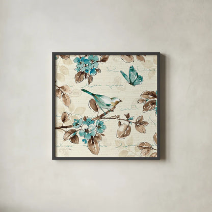 Wing Prints III by Pela. Shown in a sleek black glass frame for a contemporary gallery look. Available as an archival giclee rolled canvas, fine art paper, or poster print. SKU 13457a.