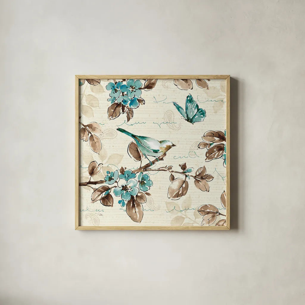 Wing Prints III by Pela. Shown in a natural wood glass frame for a timeless modern aesthetic. Available as an archival giclee rolled canvas, fine art paper, or poster print. SKU 13457a.