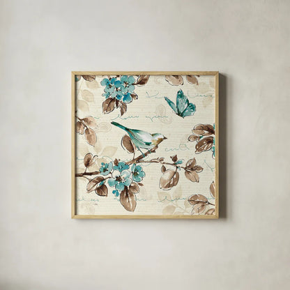 Wing Prints III by Pela. Shown in a natural wood glass frame for a timeless modern aesthetic. Available as an archival giclee rolled canvas, fine art paper, or poster print. SKU 13457a.
