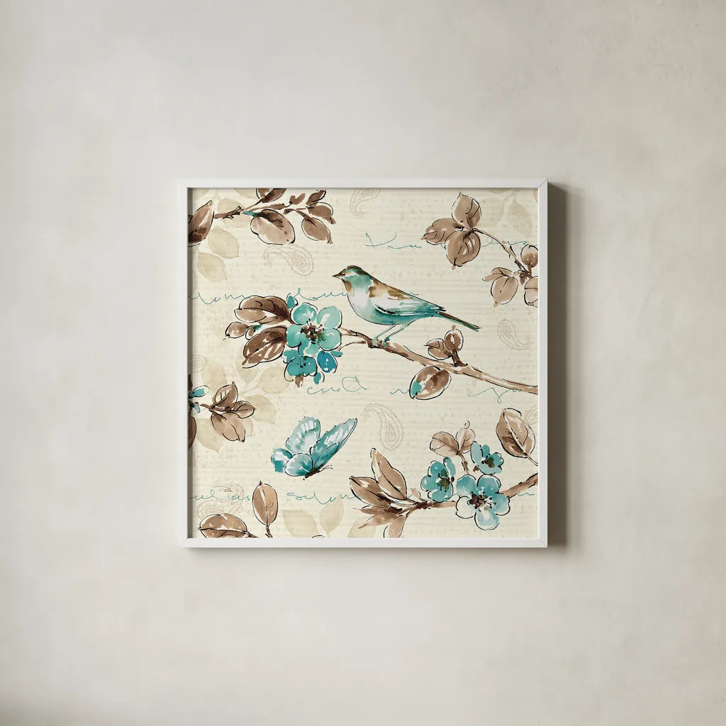 Wing Prints IV by Pela. Shown in a crisp white glass frame for a clean and minimalist style. Available as an archival giclee rolled canvas, fine art paper, or poster print. SKU 12820a.