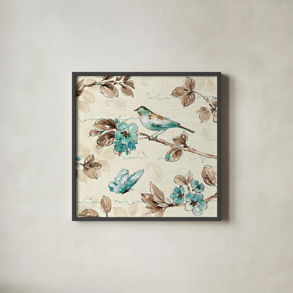 Wing Prints IV by Pela. Shown in a sleek black glass frame for a contemporary gallery look. Available as an archival giclee rolled canvas, fine art paper, or poster print. SKU 13458a.