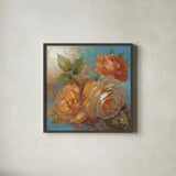 Roses Spice II Crop by Peter McGowan. Shown in a sleek black glass frame for a contemporary gallery look. Available as an archival giclee rolled canvas, fine art paper, or poster print. SKU 27987a.