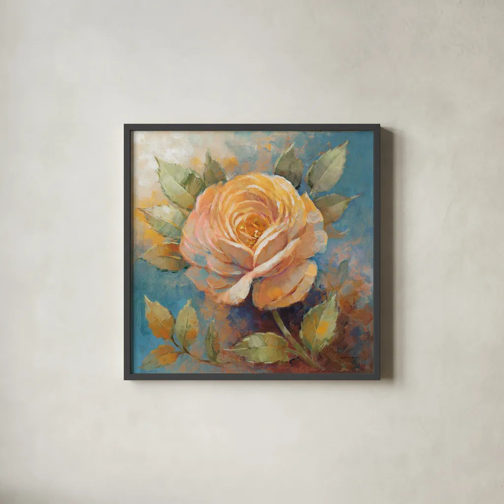 Roses Spice IV Crop by Peter McGowan. Shown in a sleek black glass frame for a contemporary gallery look. Available as an archival giclee rolled canvas, fine art paper, or poster print. SKU 27989a.