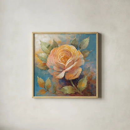 Roses Spice IV Crop by Peter McGowan. Shown in a natural wood glass frame for a timeless modern aesthetic. Available as an archival giclee rolled canvas, fine art paper, or poster print. SKU 27989a.