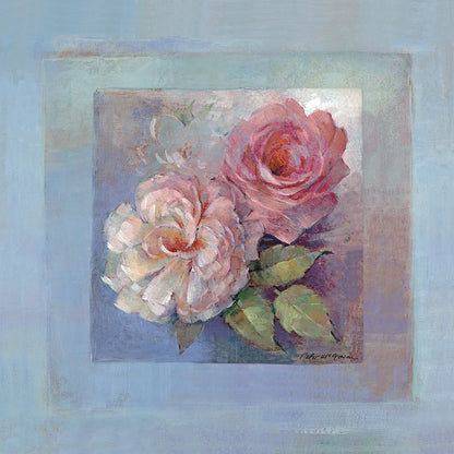 Roses on Blue I by Peter McGowan. SKU 1246a. Archival Giclee Fine art print for wall decor.