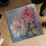 Roses on Blue I Crop by Peter McGowan. Shown as a detailed flat fine art print, highlighting archival giclee quality. Available as an archival giclee rolled canvas, fine art paper, or poster print. SKU 32565a.
